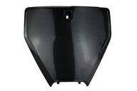 UFO Black Front Number Plate for Husqvarna: FC250 (2016-2018), FC350 (2016-2018), FC450 (2016-2018), FS450 (2016-2018), FX350 (2017-2018), FX450 (2017-2018), TC125 (2016-2018), TC250 (2017-2018), TX300 (2017-2018)