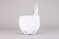 Polisport White Front Number Plate replacement plastics for 15-26 Yamaha YZ65, YZ85 dirt bikes 360 view