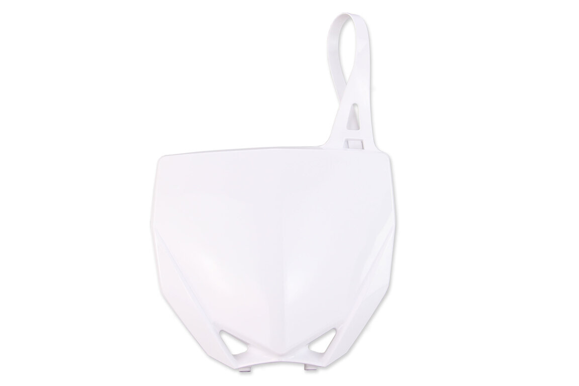 UFO White Front Number Plate for Yamaha: YZ65 (2018-2026), YZ85 (2015-2026), YZ85 LW (2022-2026)