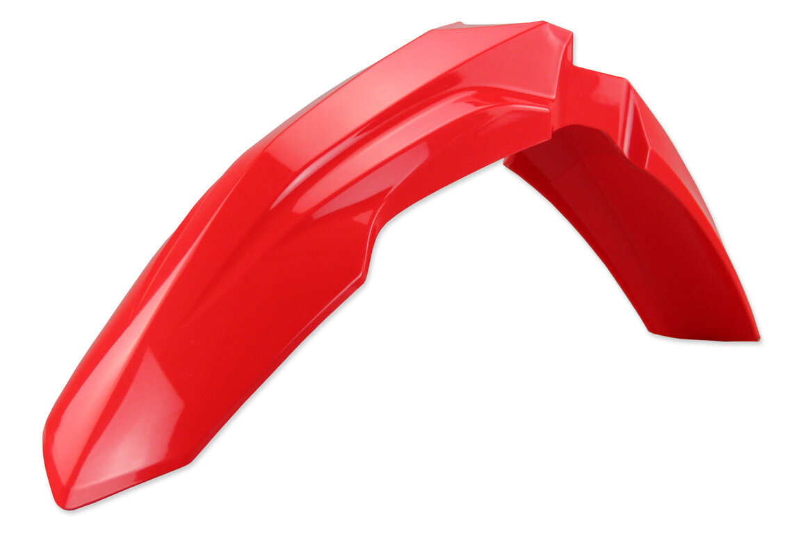 UFO Red Front Fender for Honda: CRF250R (2018-2021), CRF250RX (2019-2021), CRF450L (2019-2020), CRF450R (2017-2020), CRF450RL (2021-2027), CRF450R-S (2022), CRF450RX (2017-2020)