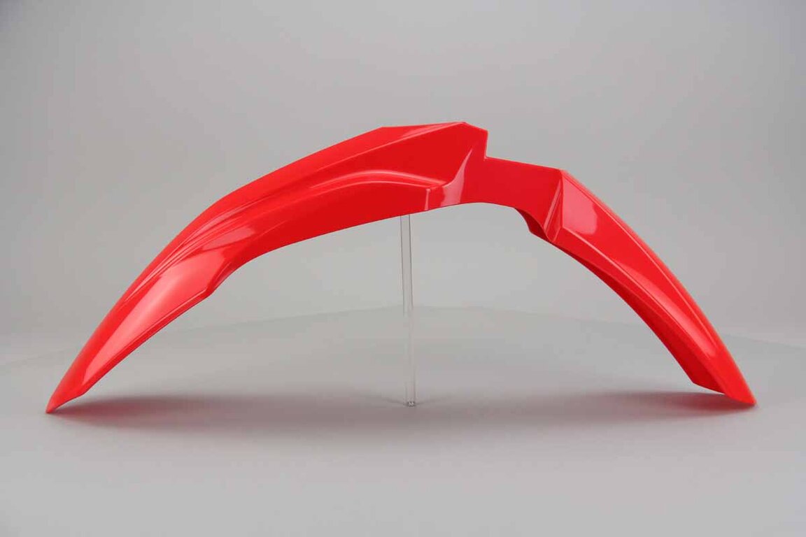UFO Red Front Fender replacement plastics for 17-27 Honda CRF250, CRF450 dirt bikes 360 view