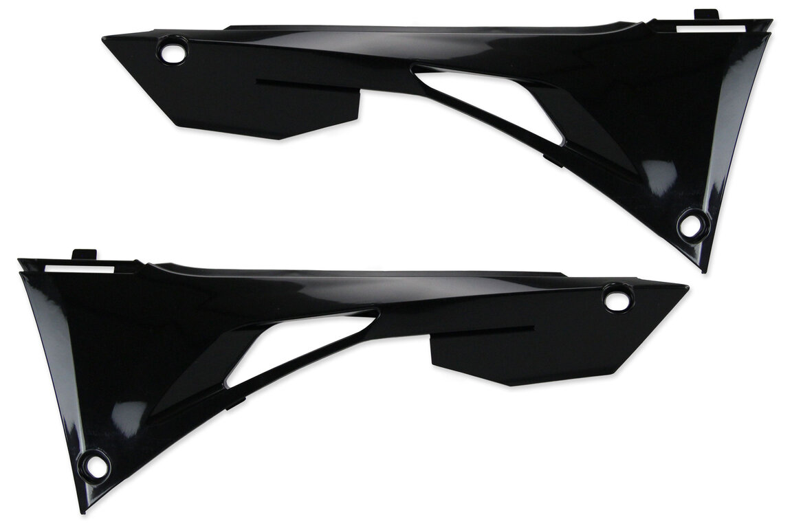 UFO Black Airbox Covers for Honda: CRF250R (2018-2021), CRF250RX (2019-2021), CRF450R (2017-2020), CRF450R-S (2022), CRF450RX (2017-2020)