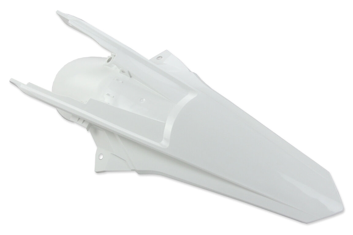 Polisport White with Pins Rear Fender for KTM: EXC250F (2017-2019), EXC300 (2017-2019), EXC350F (2017-2019), EXC450F (2017-2019), EXC500F (2017-2019), XCW150 (2017-2019), XCW250 (2017-2019), XCW300 (2017-2018), XCW300 TPI (2019)