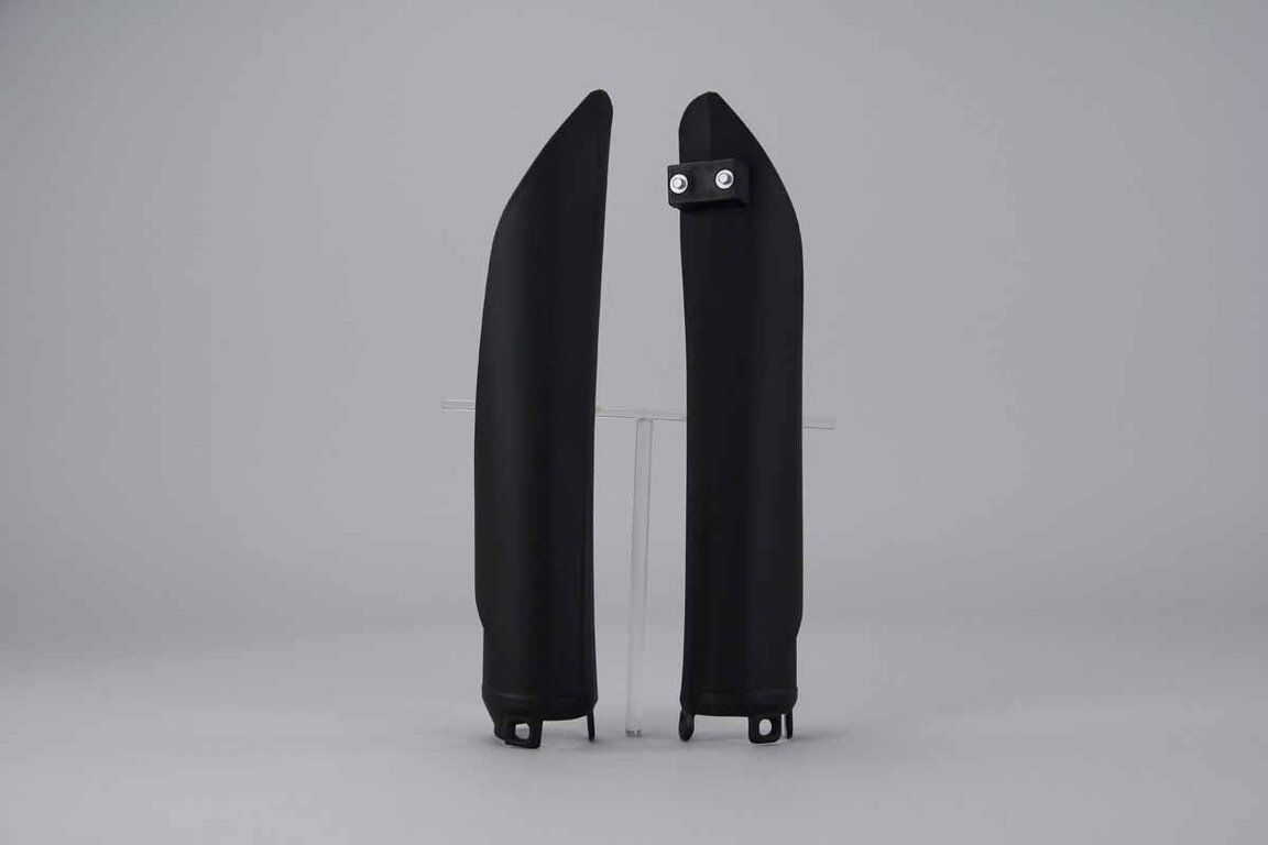 Polisport Black Lower Fork Guards replacement plastics for 13-27 Beta RR, 200 Xtrainer, 250 Xtrainer, RX dirt bikes 360 view
