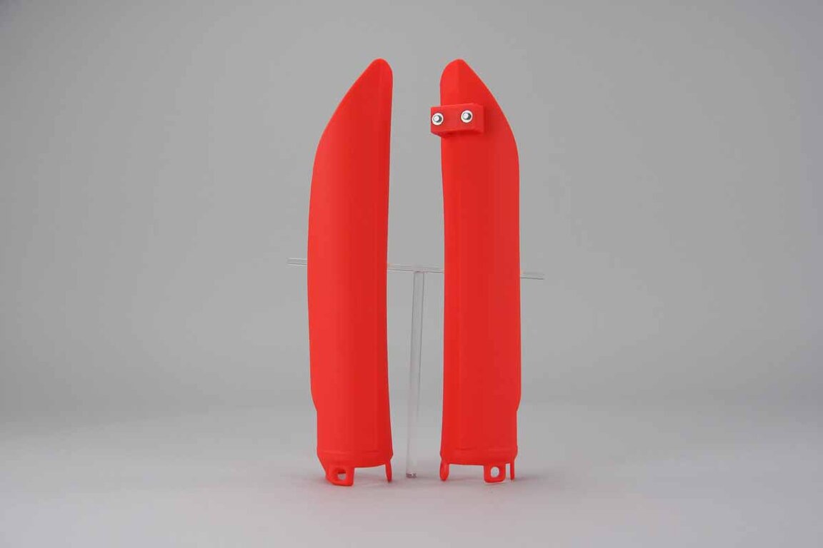 Polisport Red Lower Fork Guards replacement plastics for 13-26 Beta RR, 250 Xtrainer, RX dirt bikes 360 view