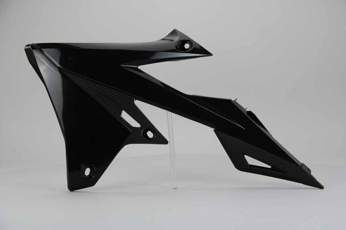 Left Side Polisport Black Radiator Shroud Set replacement plastics for 18-26 Suzuki RMZ250, RMZ450 dirt bikes.