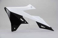 Left Side Polisport White Radiator Shroud Set replacement plastics for 18-26 Suzuki RMZ250, RMZ450 dirt bikes.