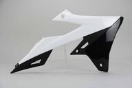 Right Side Polisport White Radiator Shroud Set replacement plastics for 18-26 Suzuki RMZ250, RMZ450 dirt bikes.