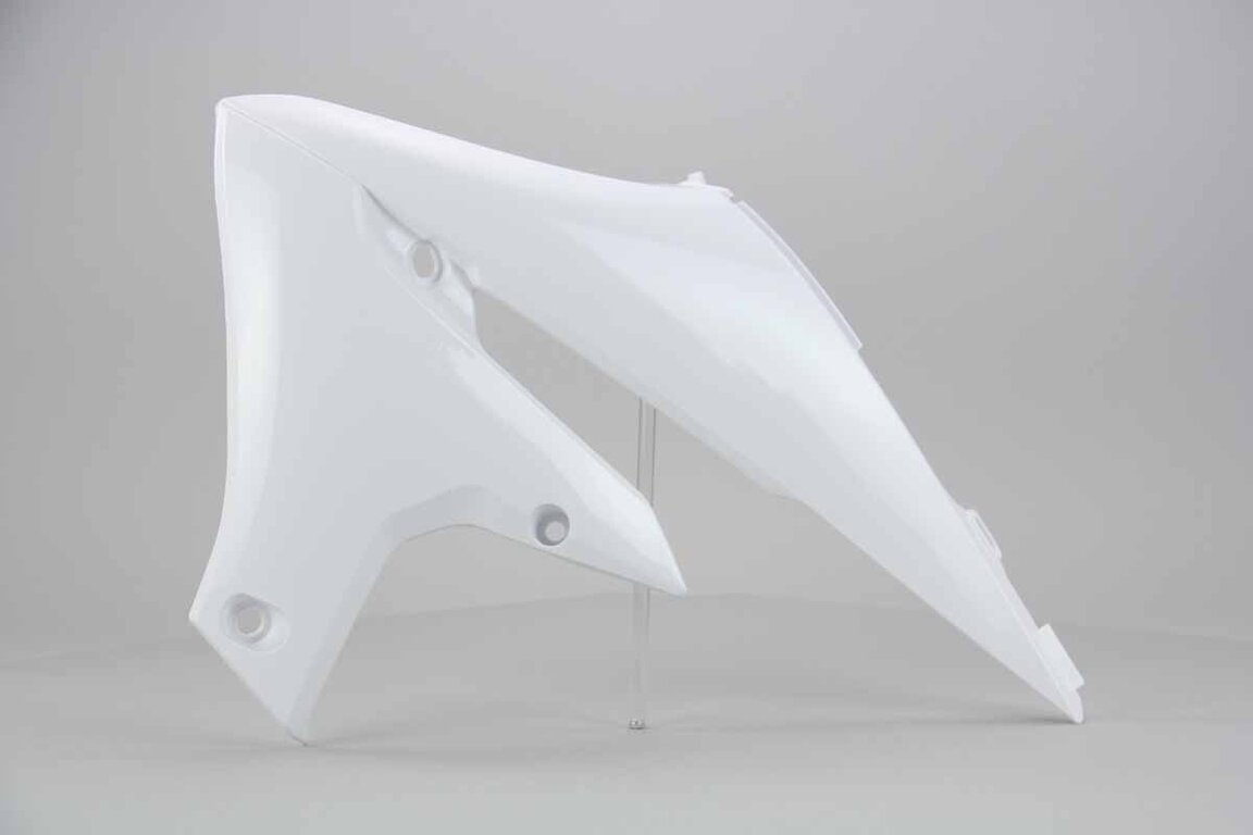 Left Side UFO White Radiator Shroud Set replacement plastics for 18-24 Yamaha WRF, YZ250F, YZ250FX, YZ450F, YZ450FX dirt bikes.