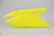 Right Side Polisport Yellow Side Number Plates replacement plastics for 18-26 Suzuki RMZ250, RMZ450 dirt bikes.