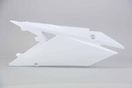 Left Side Polisport White Side Number Plates replacement plastics for 18-26 Suzuki RMZ250, RMZ450 dirt bikes.