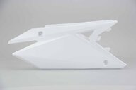Right Side Polisport White Side Number Plates replacement plastics for 18-26 Suzuki RMZ250, RMZ450 dirt bikes.