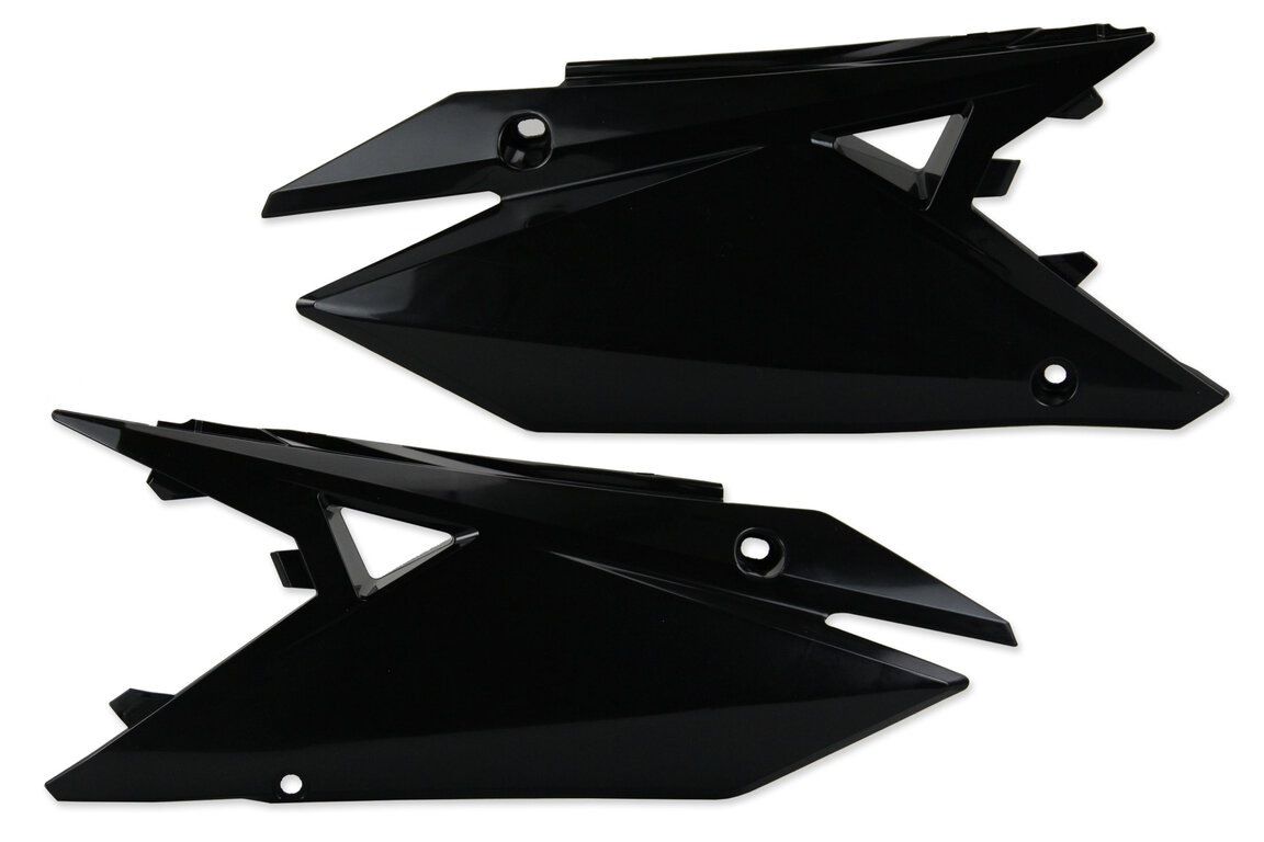 Polisport Black Side Number Plates for Suzuki: RMZ250 (2019-2026), RMZ450 (2018-2026)