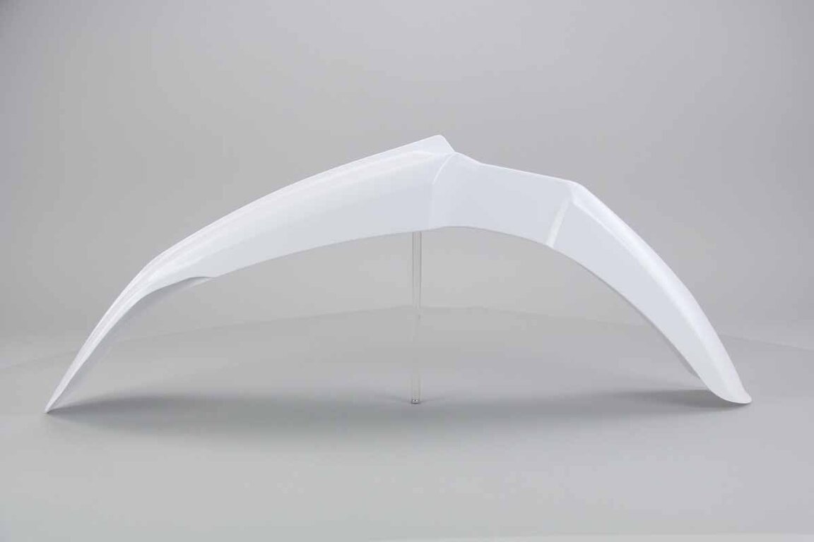 UFO White Front Fender replacement plastics for 02-27 Yamaha WRF, YZ125, YZ250, YZ250F, YZ250FX, YZ450F, YZ450FX dirt bikes 360 view