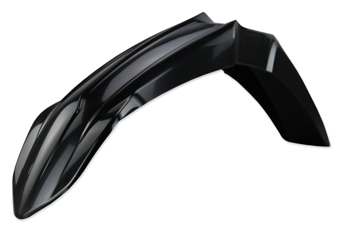Polisport Black Front Fender for Yamaha: WR250F (2020-2024), YZ125 (2002-2027), YZ125X (2020-2027), YZ250 (2002-2027), YZ250F (2019-2023), YZ250FX (2020-2024), YZ250X (2016-2027), YZ450F (2018-2022), YZ450FX (2019-2023)