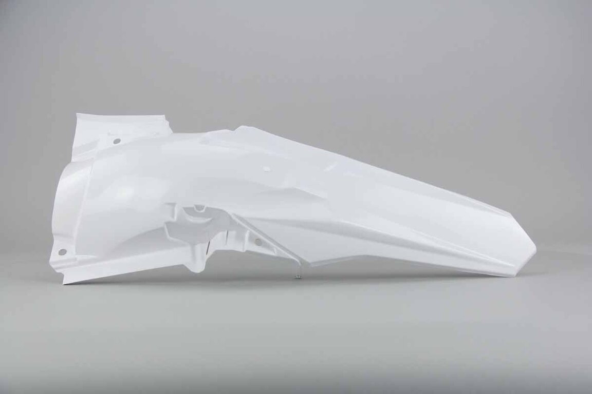 Polisport White Rear Fender replacement plastics for 18-26 Suzuki RMZ250, RMZ450 dirt bikes 360 view