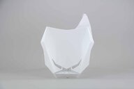 Polisport White Front Number Plate replacement plastics for 18-26 Suzuki RMZ250, RMZ450 dirt bikes 360 view