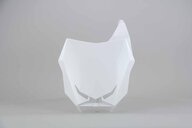 UFO White Front Number Plate replacement plastics for 18-26 Suzuki RMZ250, RMZ450 dirt bikes 360 view
