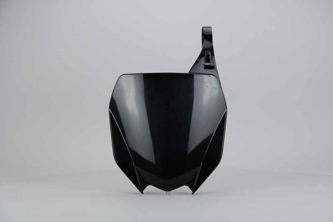 Polisport Black Front Number Plate replacement plastics for 02-26 Yamaha YZ125, YZ250, YZ250F, YZ450F dirt bikes 360 view
