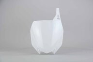 Polisport White Front Number Plate replacement plastics for 02-27 Yamaha YZ125, YZ250, YZ250F, YZ250FX, YZ450F, YZ450FX dirt bikes 360 view