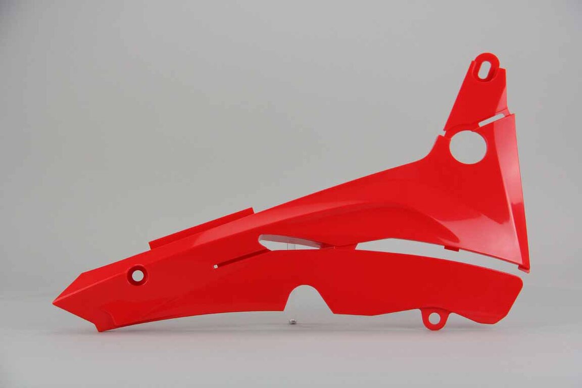 Right Side Polisport Red Restyled Airbox Covers replacement plastics for 02-07 Honda CR125, CR250 dirt bikes.