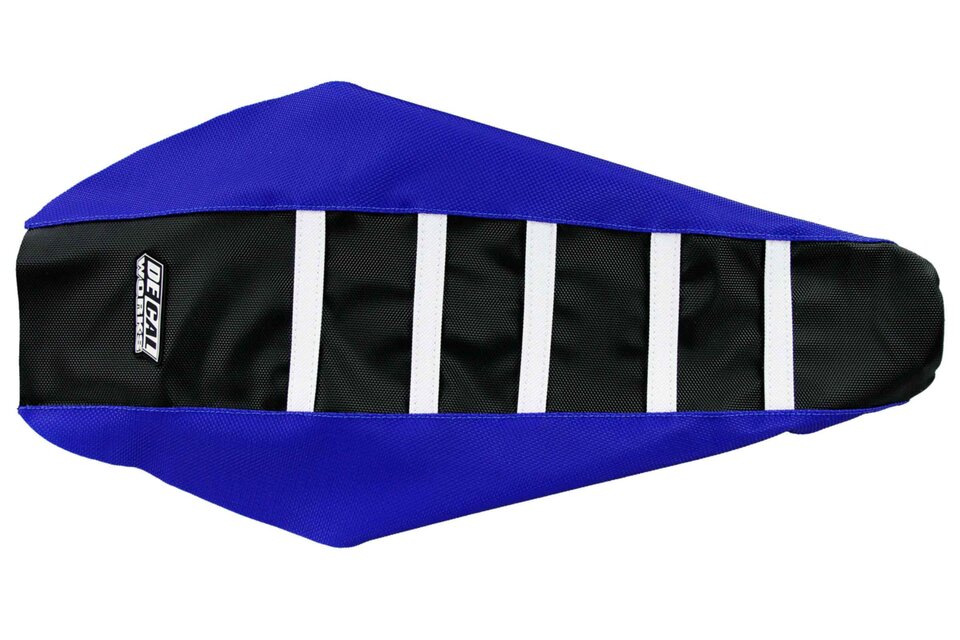 Blue / Black / White Gripper Ribbed Seat Covers 2010 Yamaha YZ450F, 2011 Yamaha YZ450F, 2012 Yamaha YZ450F, 2013 Yamaha YZ450F