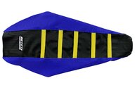 DeCal Works Blue / Black / Yellow Gripper Ribbed Seat Covers for Yamaha: YZ450F (2010-2013)