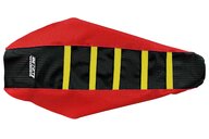 DeCal Works Red / Black / Yellow Gripper Ribbed Seat Covers for Honda: CRF250R (2014-2017), CRF450R (2013-2016)
