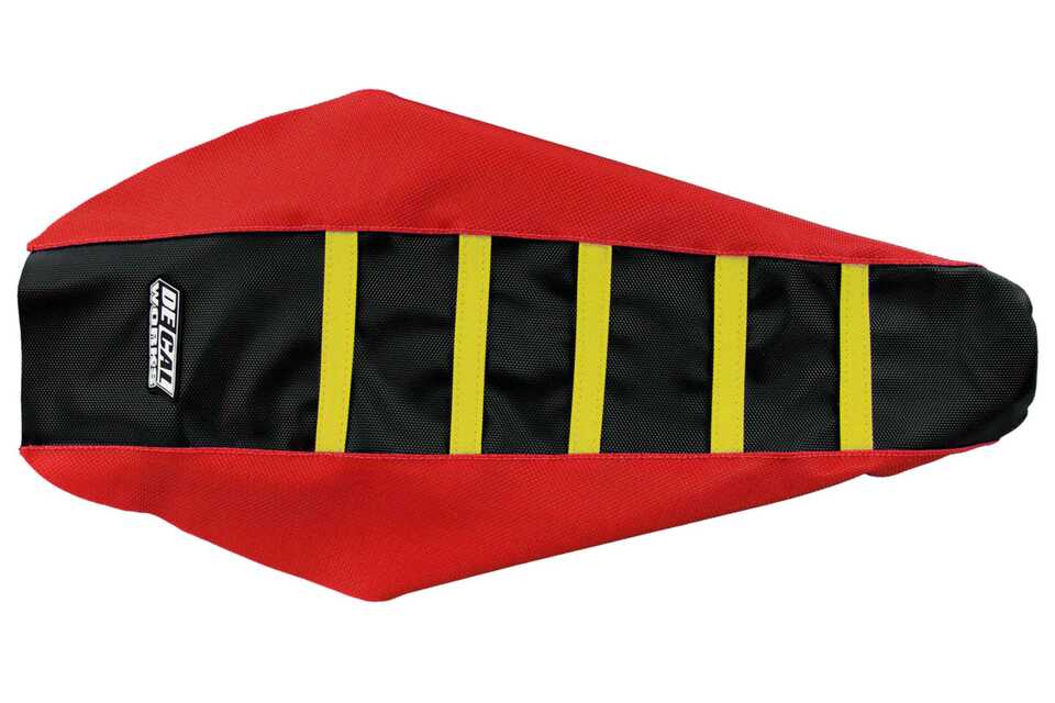 Red / Black / Yellow Gripper Ribbed Seat Covers 2014 Honda CRF250R, 2015 Honda CRF250R, 2016 Honda CRF250R, 2017 Honda CRF250R, 2013 Honda CRF450R, 2014 Honda CRF450R, 2015 Honda CRF450R, 2016 Honda CRF450R