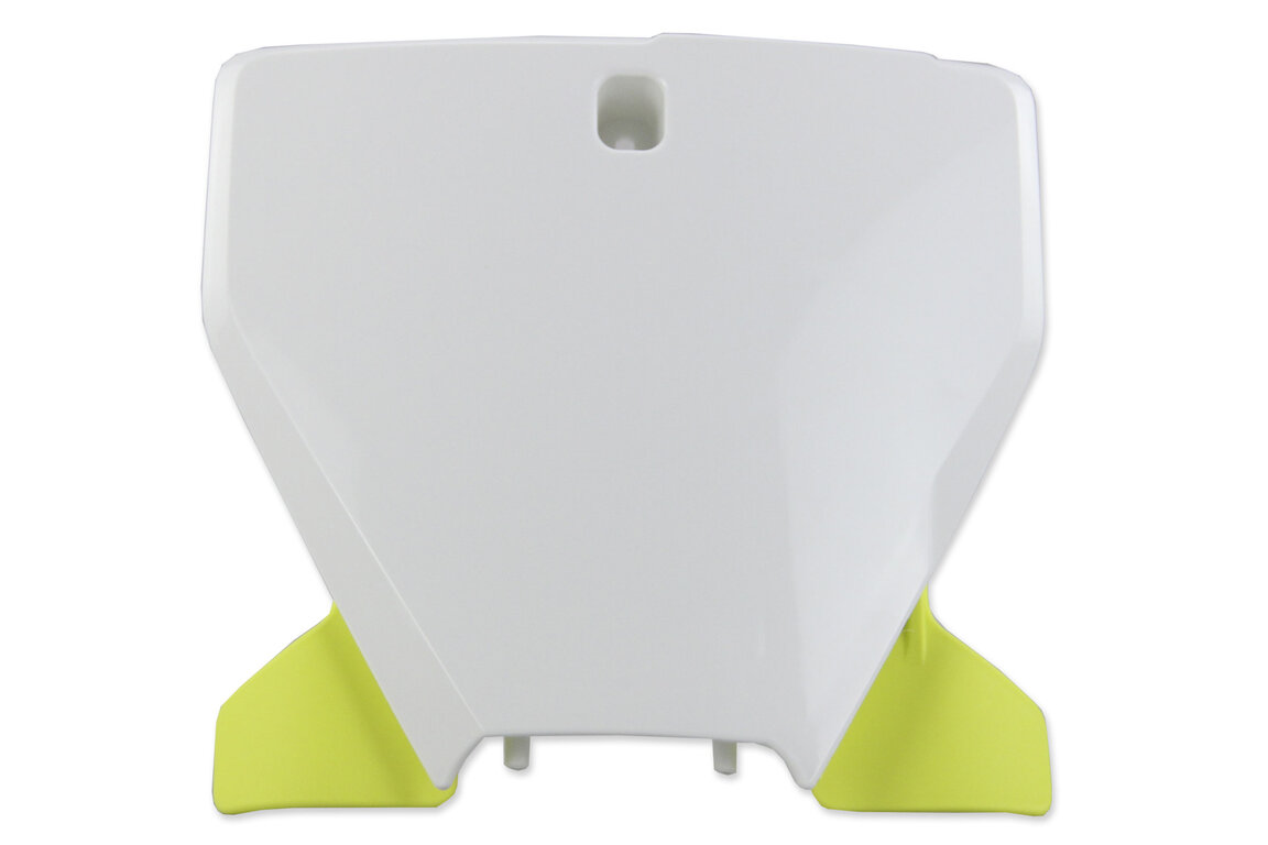 Polisport Ceramic White Front Number Plate for Husqvarna: FC250 (2019-2022), FC350 (2019-2022), FC450 (2019-2022), FC450 Rockstar Edition (2018-2021), FS450 (2019-2021), FX350 (2019-2022), FX450 (2019-2022), TC125 (2019-2022), TC250 (2019-2022), TX300 (2019), TX300i (2020-2022)