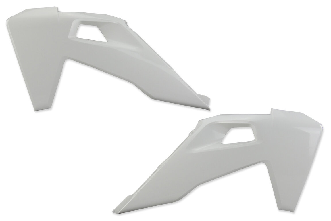 Polisport Ceramic White Radiator Shroud Set for Husqvarna: FC250 (2019-2022), FC350 (2019-2022), FC450 (2019-2022), FC450 Rockstar Edition (2018-2021), FE250 (2022-2023), FE350 (2020-2023), FE350s (2020, 2022-2023), FE450 (2020-2023), FE501 (2020-2023), FE501s (2020-2023), FS450 (2019-2...and more