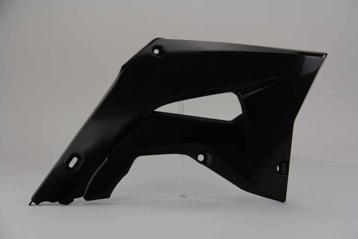 Right Side Polisport Black Restyled Radiator Shroud Set replacement plastics for 02-07 Honda CR125, CR250 dirt bikes.