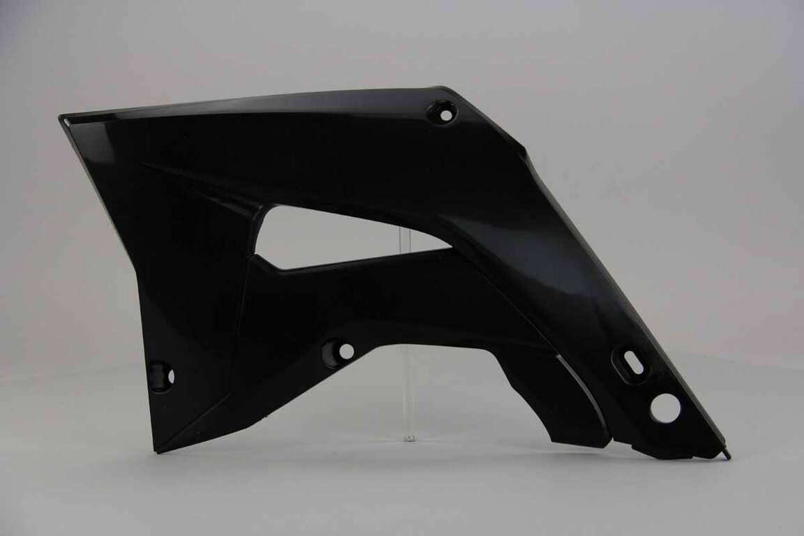Left Side Polisport Black Restyled Radiator Shroud Set replacement plastics for 02-07 Honda CR125, CR250 dirt bikes.