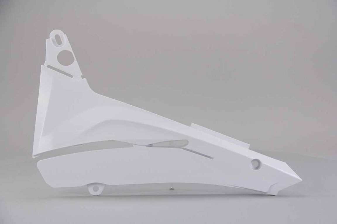 Left Side Polisport White Restyled Airbox Covers replacement plastics for 02-07 Honda CR125, CR250 dirt bikes.