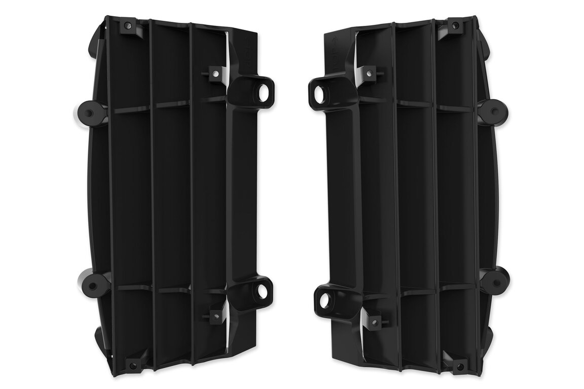 Polisport Black Radiator Louvers for KTM: EXC300 (2017-2019), EXC450F (2017-2019), EXC500F (2017-2019), SMR450 (2021-2022), SX125 (2016-2022), SX150 (2016-2022), SX250 (2017-2022), SXF250 (2016-2022), SXF350 (2016-2022), SXF450 (2016-2022), SXF450FE (2016-2021), XC125 (2021-2...and more