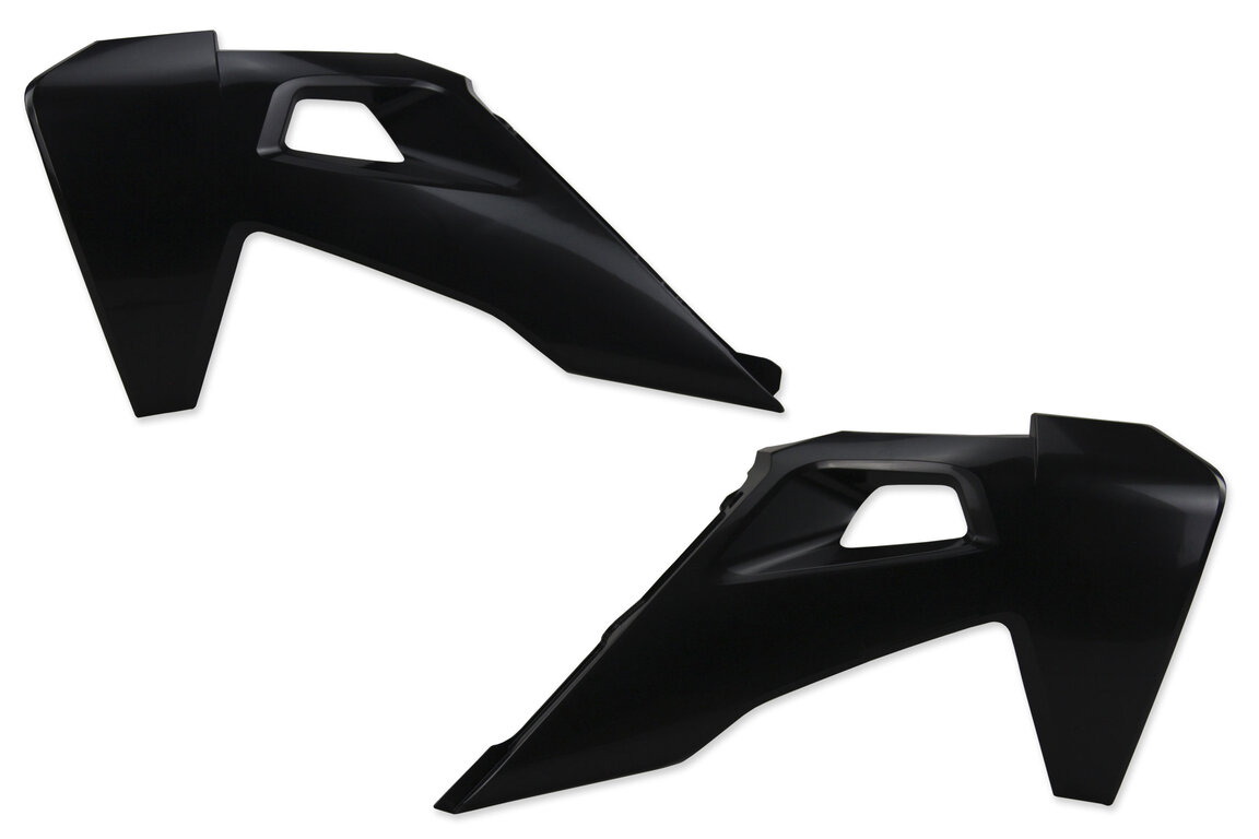 Polisport Black Radiator Shroud Set for Husqvarna: FC250 (2019-2022), FC350 (2019-2022), FC450 (2019-2022), FC450 Rockstar Edition (2018-2021), FE250 (2022-2023), FE350 (2020-2023), FE350s (2020, 2022-2023), FE450 (2020-2023), FE501 (2020-2023), FE501s (2020-2023), FS450 (2019-2...and more