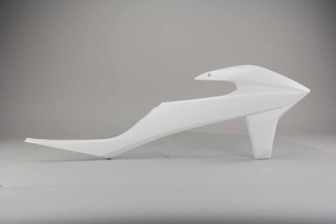 Right Side Polisport Ceramic White Radiator Shroud Set replacement plastics for 18-23 KTM EXC, EXCF, SMR, SX, SXF, XC, XCF, XCW dirt bikes.