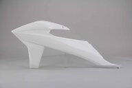 Left Side Polisport Ceramic White Radiator Shroud Set replacement plastics for 19-23 KTM EXC, EXCF, SMR, SX, SXF, XC, XCF, XCW dirt bikes.