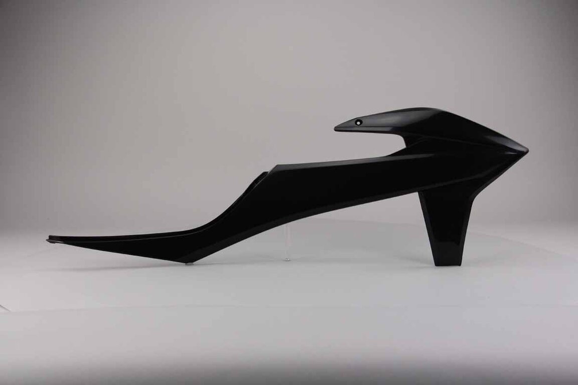 Right Side UFO Black Radiator Shroud Set replacement plastics for 18-23 KTM EXC, EXCF, SMR, SX, SXF, XC, XCF, XCW dirt bikes.