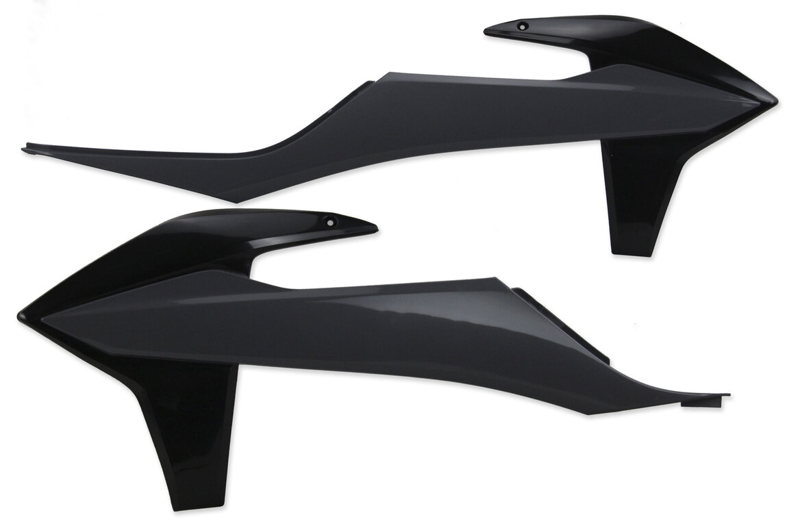 Polisport Nardo Grey / Black Radiator Shroud Set for KTM: EXC125 (2020-2021), EXC150 (2020-2023), EXC250 (2020-2023), EXC250F (2020-2023), EXC300 (2020-2023), EXC350F (2020-2023), EXC450F (2020-2023), EXC500F (2020-2023), SMR450 (2021-2022), SX125 (2019-2022), SX150 (2019-2022), SX250 (2019-...and more