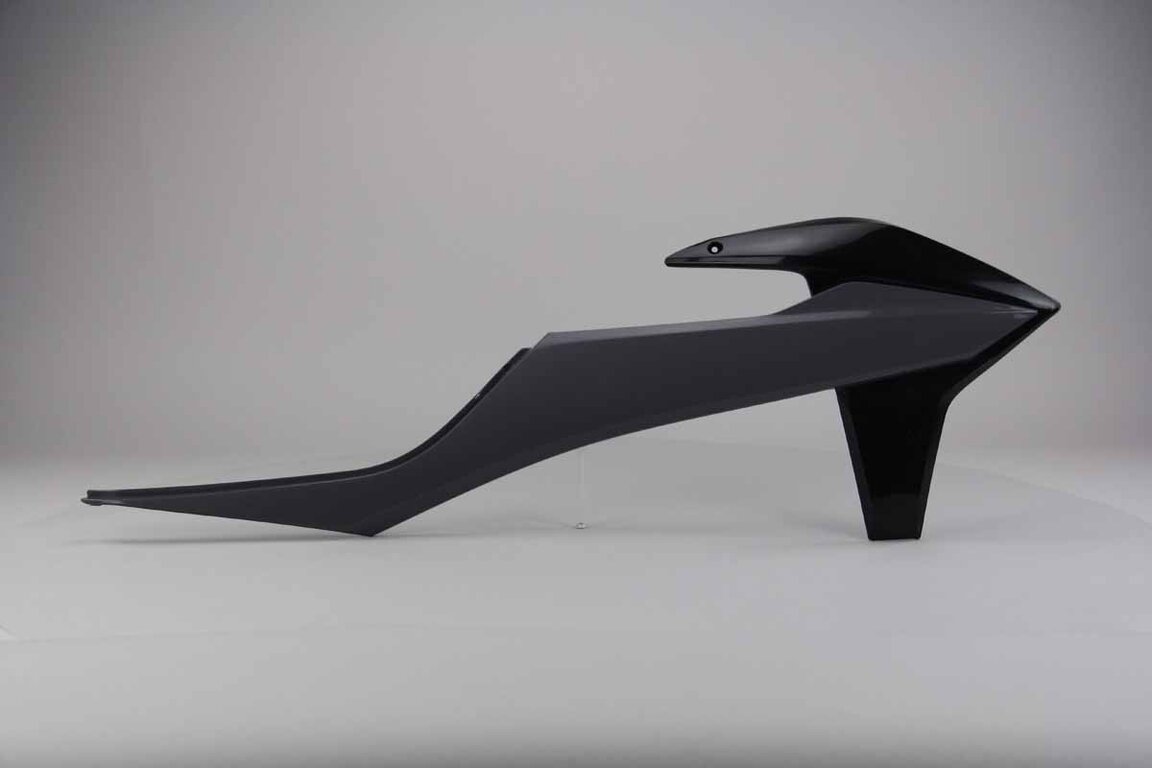 Right Side Polisport Nardo Grey / Black Radiator Shroud Set replacement plastics for 18-23 KTM EXC, EXCF, SMR, SX, SXF, XC, XCF, XCW dirt bikes.