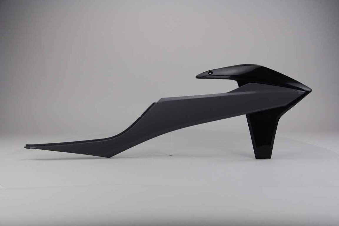 Right Side Polisport Nardo Grey / Black Radiator Shroud Set replacement plastics for 19-23 KTM EXC, EXCF, SMR, SX, SXF, XC, XCF, XCW dirt bikes.