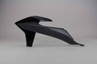 Left Side Polisport Nardo Grey / Black Radiator Shroud Set replacement plastics for 19-23 KTM EXC, EXCF, SMR, SX, SXF, XC, XCF, XCW dirt bikes.