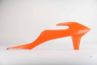 Right Side UFO Orange Radiator Shroud Set replacement plastics for 18-23 KTM EXC, EXCF, SMR, SX, SXF, XC, XCF, XCW dirt bikes.