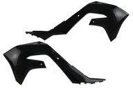 UFO Black Radiator Shroud Set for Kawasaki: KX250F (2021-2024), KX250F 50th Anniversary Edition (2024), KX250X (2022-2024), KX250XC (2021), KX450F (2019-2023), KX450SR (2022-2023), KX450X (2022-2023), KX450XC (2021)