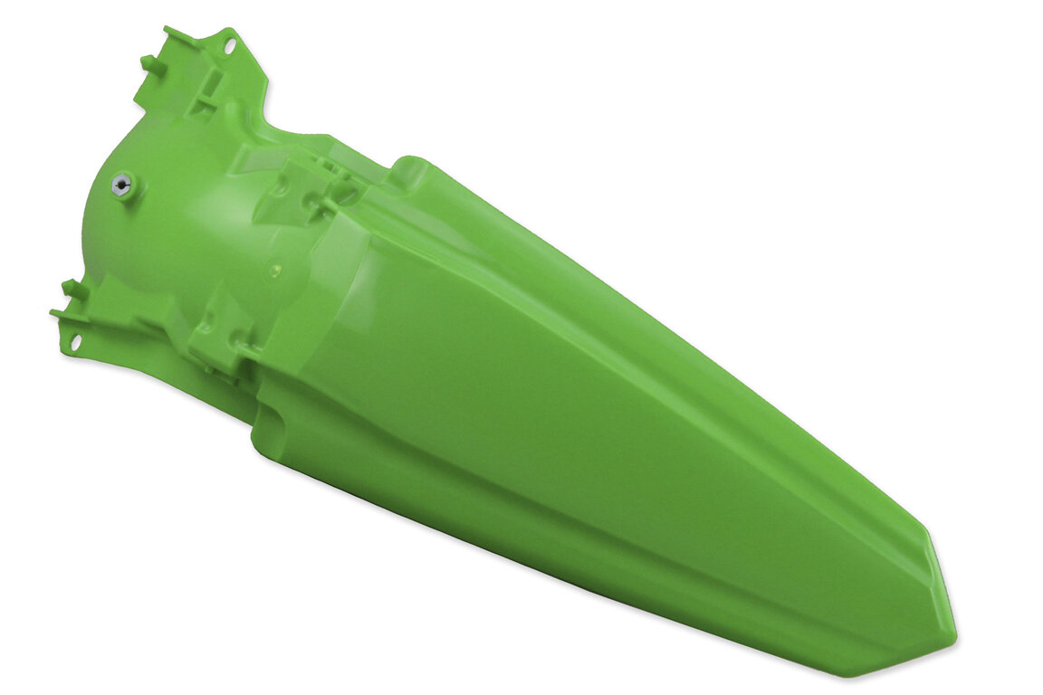 UFO Green Rear Fender for Kawasaki: KX250F (2021-2024), KX250F 50th Anniversary Edition (2024), KX250X (2022-2024), KX250XC (2021), KX450F (2019-2023), KX450SR (2022-2023), KX450X (2022-2023), KX450XC (2021)