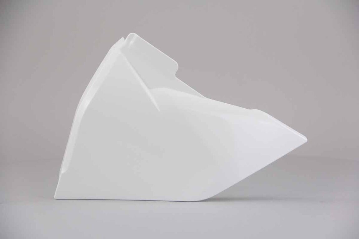 UFO Ceramic White Side Number Plates replacement plastics for 18-24 KTM SX85 dirt bikes 360 view