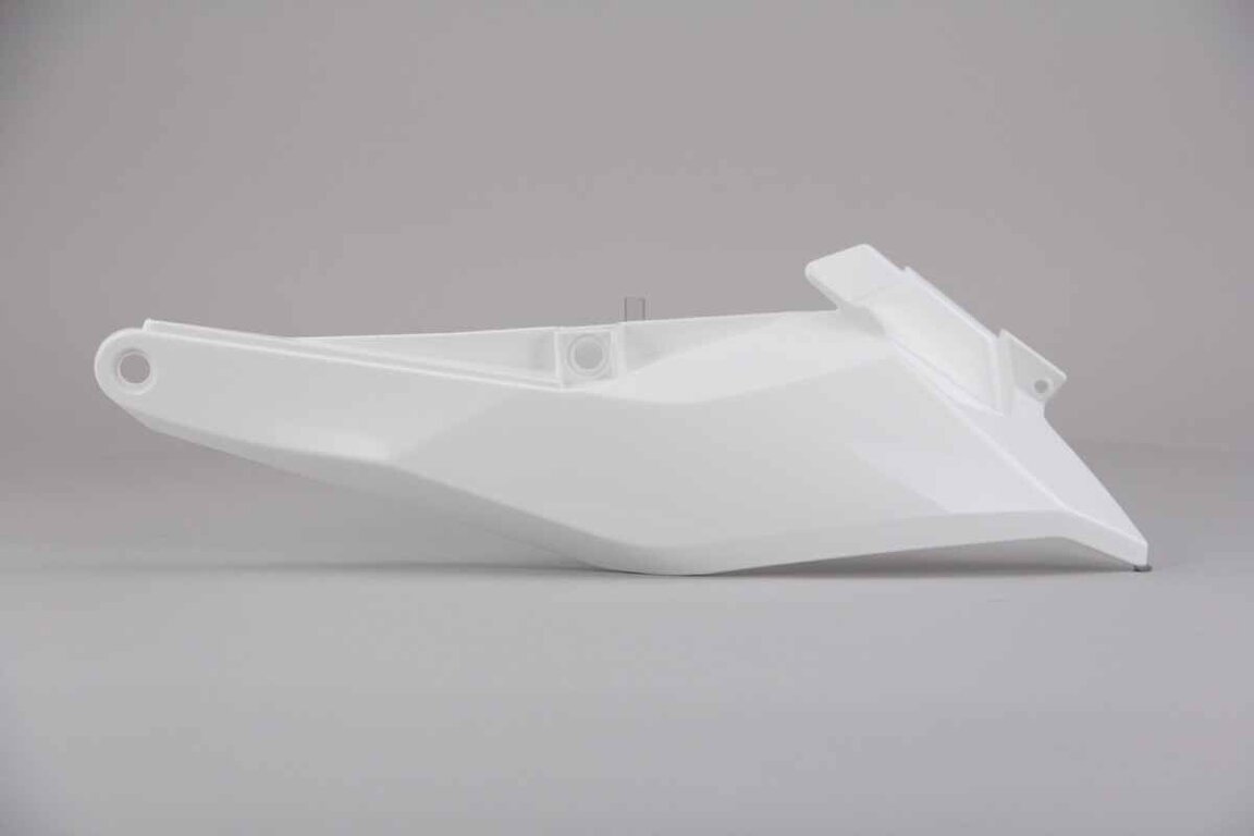 Left Side UFO White 20 Side Number Plates replacement plastics for 18-24 KTM SX85 dirt bikes.