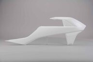 Right Side UFO White (19 white) Radiator Shroud Set replacement plastics for 18-24 KTM SX85 dirt bikes.