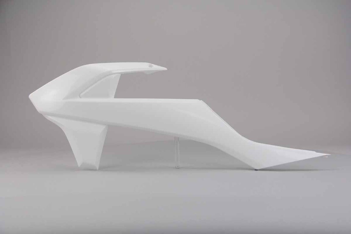 Left Side Polisport White (19 white) Radiator Shroud Set replacement plastics for 18-24 KTM SX85 dirt bikes.